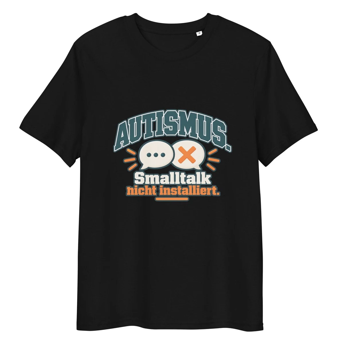 Schwarzes Autismus-Shirt mit dem Spruch „Smalltalk nicht installiert“