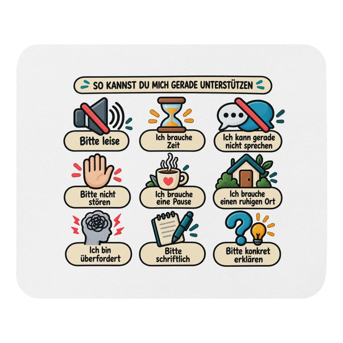 Kommunikations-Mousepad mit Unterstützungsoptionen