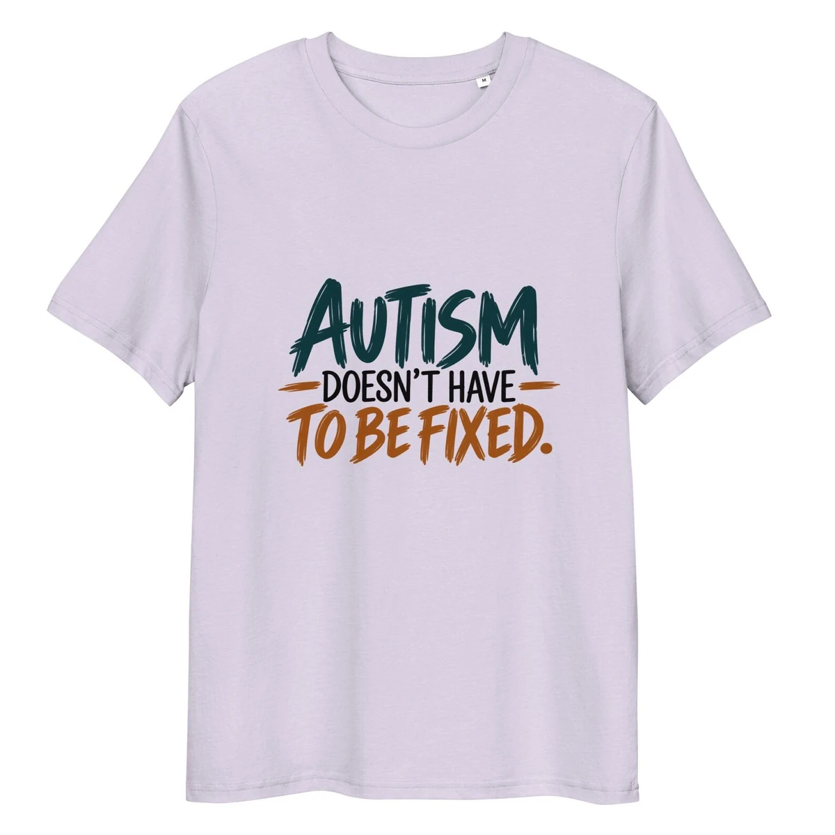 Helles Autismus-Shirt mit dem Statement „Autism doesn't have to be fixed“